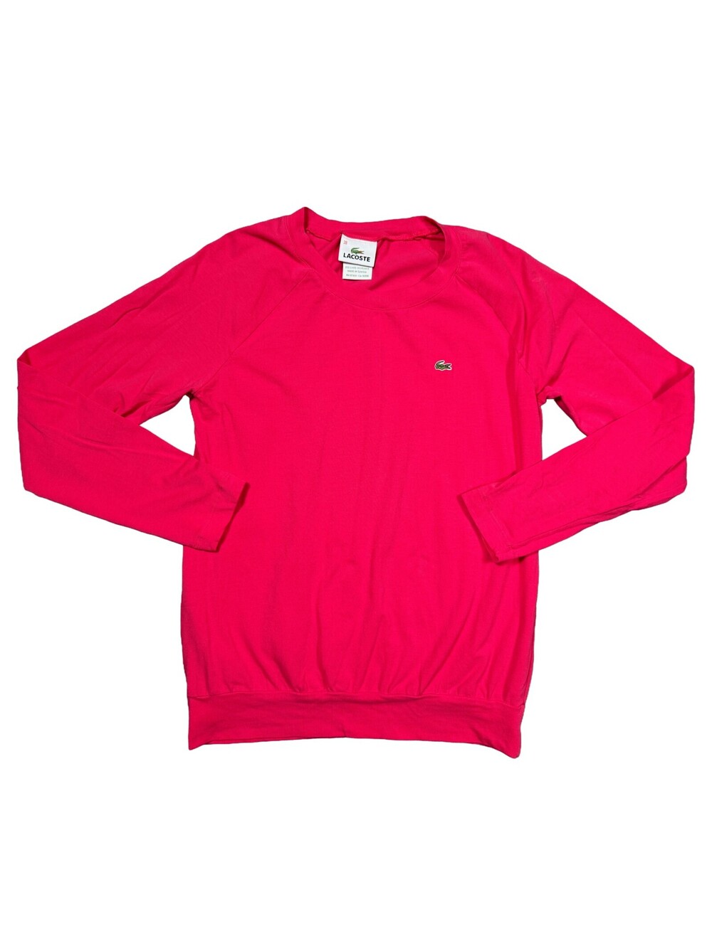 Vintage Y2K Lacoste Women 38 Pink Long Sleeve Tee Crocodile Logo Preppy Tennis
